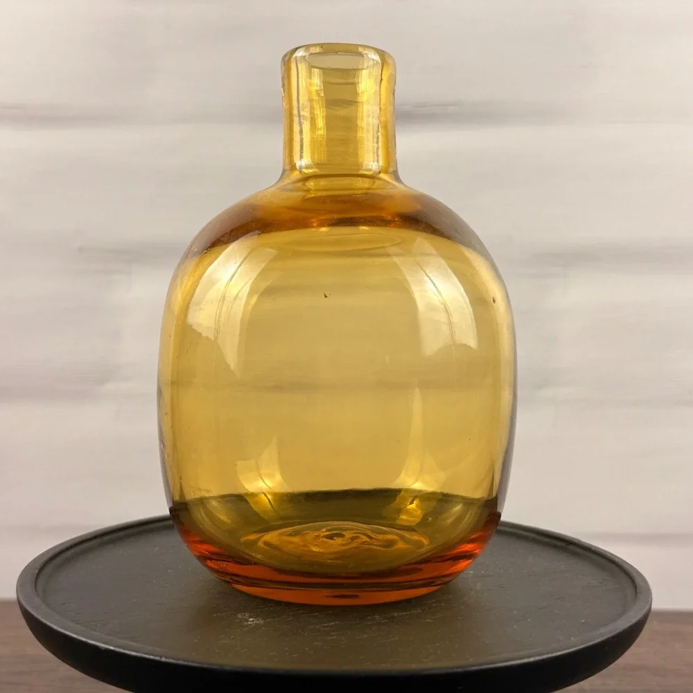 Blenko 6424 Wheat Glass Bottle Vase Mid Century Modern Hand Blown 5.5